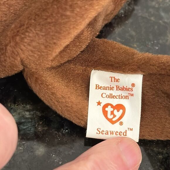 Ty Beanie Baby Seaweed Otter 1996 with ear tag Style #4080. Size 9” - Picture 7 of 8